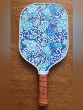 RECESS Brand Lilly Pulitzer Floral Green and Blue Pattern Pickleball Paddle